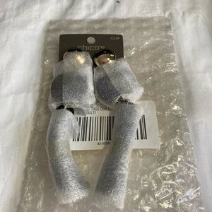 Chico’s Clip on Dangle earrings with black tassels NWT. 4”